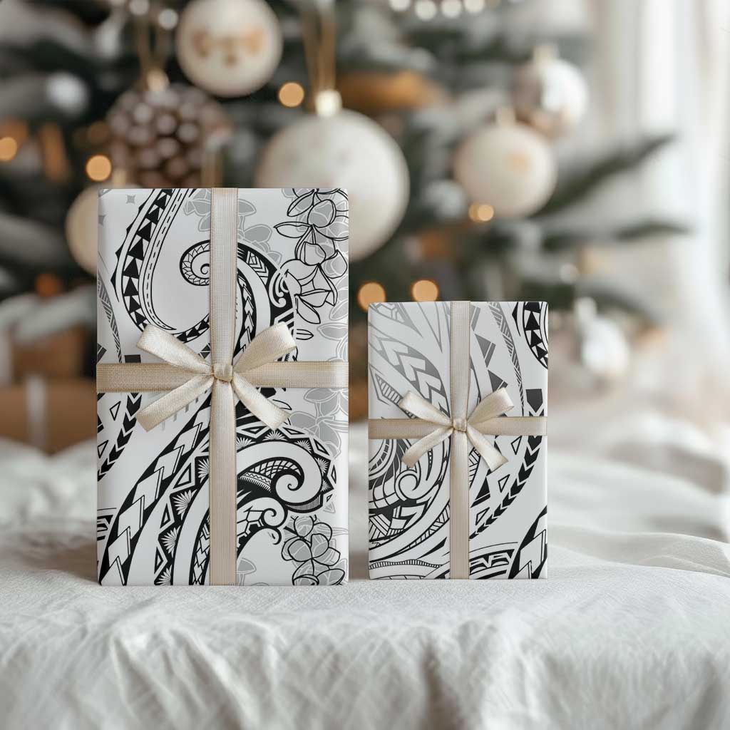 Polynesia Plumeria Lei Wrapping Paper White Curves Motif LT7 - Polynesian Pride
