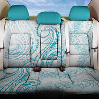 Polynesia Plumeria Lei Back Car Seat Cover White Turquoise Curves Motif