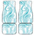 Polynesia Plumeria Lei Car Mats White Turquoise Curves Motif