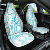 Polynesia Plumeria Lei Car Seat Cover White Turquoise Curves Motif LT7 One Size Turquoise - Polynesian Pride