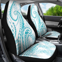Polynesia Plumeria Lei Car Seat Cover White Turquoise Curves Motif LT7 - Polynesian Pride