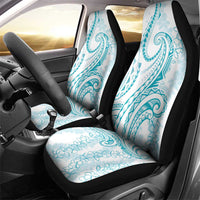 Polynesia Plumeria Lei Car Seat Cover White Turquoise Curves Motif LT7 - Polynesian Pride