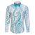 Polynesia Plumeria Lei Family Matching Summer Maxi Dress and Hawaiian Shirt White Turquoise Curves Motif