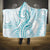 Polynesia Plumeria Lei Hooded Blanket White Turquoise Curves Motif
