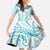Polynesia Plumeria Lei Kid Short Sleeve Dress White Turquoise Curves Motif