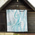 Polynesia Plumeria Lei Quilt White Turquoise Curves Motif