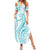 Polynesia Plumeria Lei Summer Maxi Dress White Turquoise Curves Motif