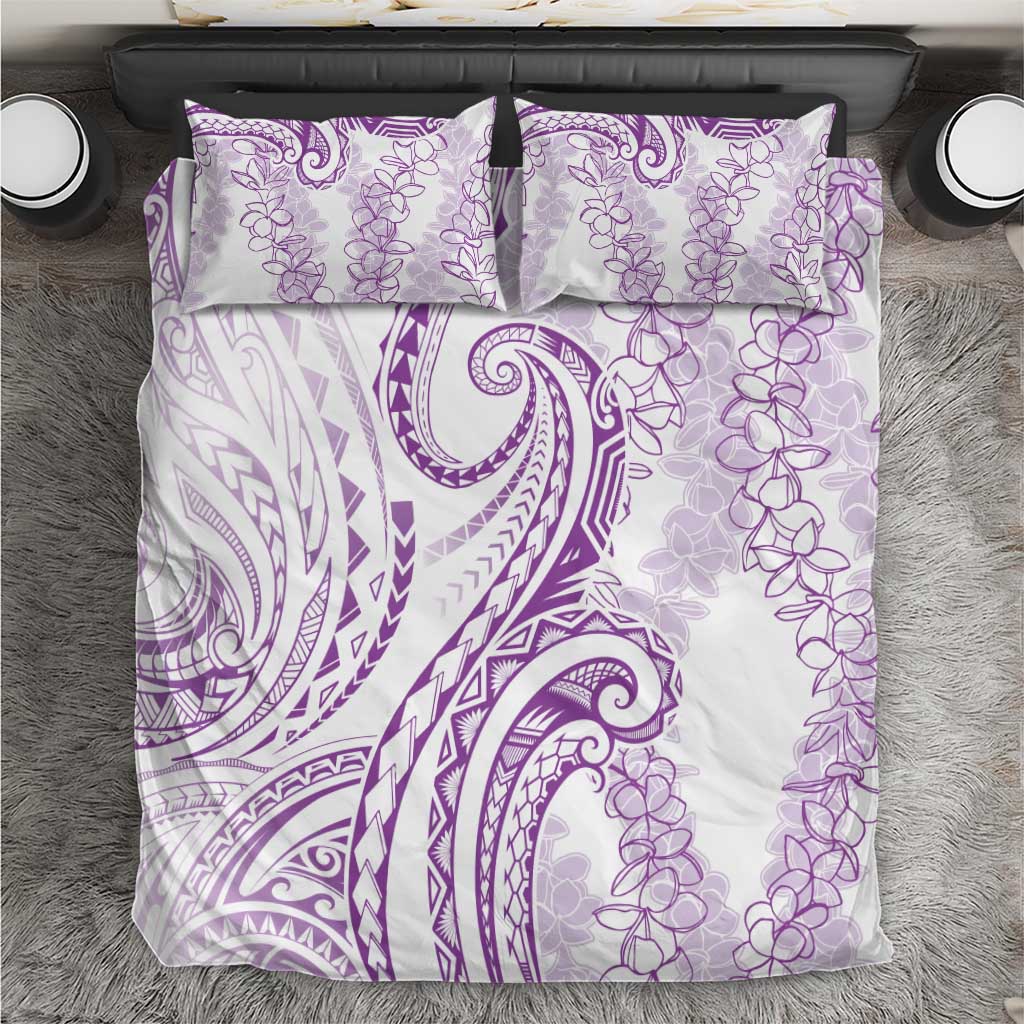 Polynesia Plumeria Lei Bedding Set White Violet Curves Motif LT7 Violet - Polynesian Pride
