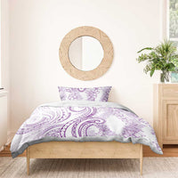 Polynesia Plumeria Lei Bedding Set White Violet Curves Motif