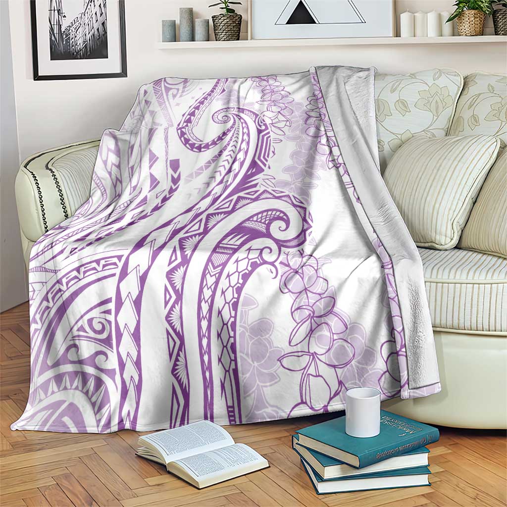 Polynesia Plumeria Lei Blanket White Violet Curves Motif LT7 Violet - Polynesian Pride