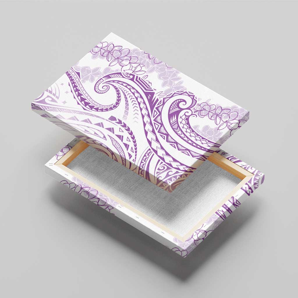Polynesia Plumeria Lei Canvas Wall Art White Violet Curves Motif