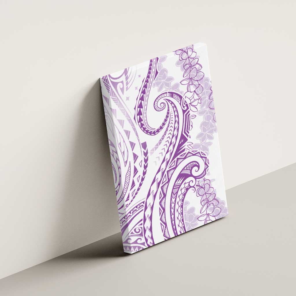 Polynesia Plumeria Lei Canvas Wall Art White Violet Curves Motif