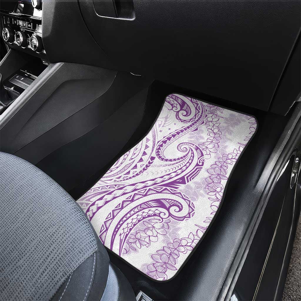 Polynesia Plumeria Lei Car Mats White Violet Curves Motif