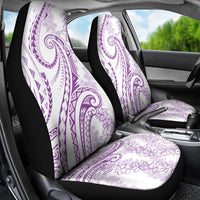 Polynesia Plumeria Lei Car Seat Cover White Violet Curves Motif