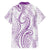 Polynesia Plumeria Lei Family Matching Summer Maxi Dress and Hawaiian Shirt White Violet Curves Motif