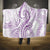 Polynesia Plumeria Lei Hooded Blanket White Violet Curves Motif