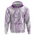 Polynesia Plumeria Lei Hoodie White Violet Curves Motif