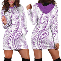 Polynesia Plumeria Lei Hoodie Dress White Violet Curves Motif LT7 - Polynesian Pride