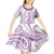 Polynesia Plumeria Lei Kid Short Sleeve Dress White Violet Curves Motif