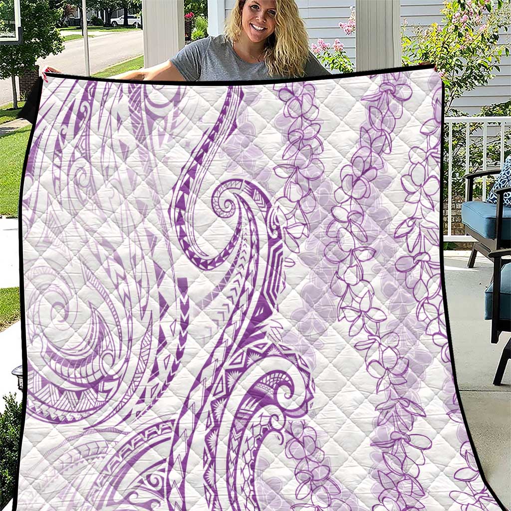 Polynesia Plumeria Lei Quilt White Violet Curves Motif LT7 Violet - Polynesian Pride