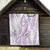 Polynesia Plumeria Lei Quilt White Violet Curves Motif