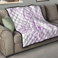 Polynesia Plumeria Lei Quilt White Violet Curves Motif