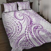 Polynesia Plumeria Lei Quilt Bed Set White Violet Curves Motif