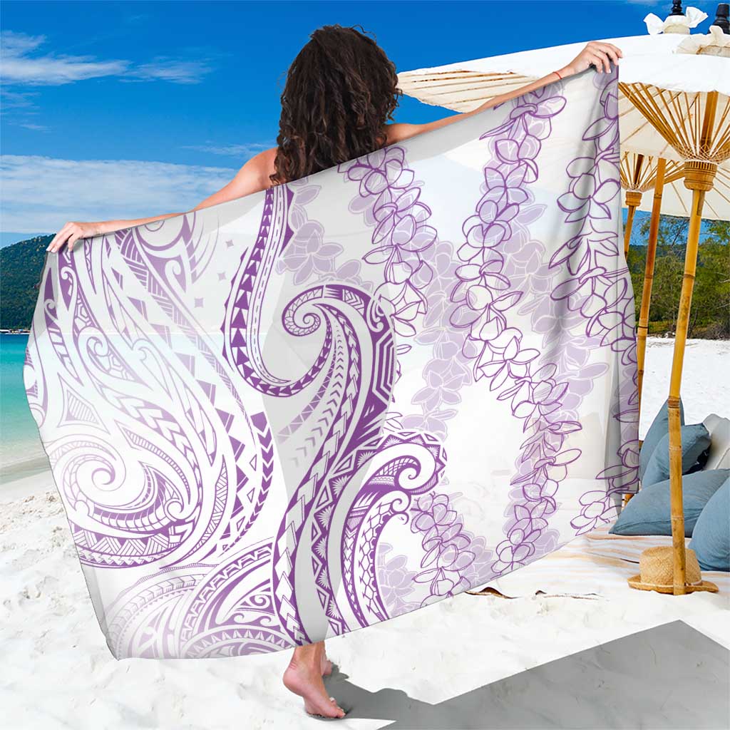 Polynesia Plumeria Lei Sarong White Violet Curves Motif LT7 One Size 44 x 66 inches Violet - Polynesian Pride
