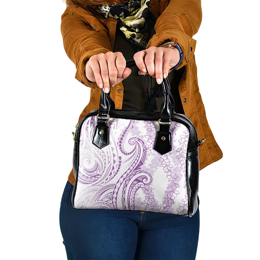 Polynesia Plumeria Lei Shoulder Handbag White Violet Curves Motif LT7 One Size Violet - Polynesian Pride