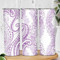 Polynesia Plumeria Lei Skinny Tumbler White Violet Curves Motif LT7 - Polynesian Pride