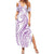 Polynesia Plumeria Lei Summer Maxi Dress White Violet Curves Motif