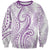 Polynesia Plumeria Lei Sweatshirt White Violet Curves Motif