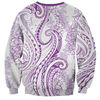 Polynesia Plumeria Lei Sweatshirt White Violet Curves Motif