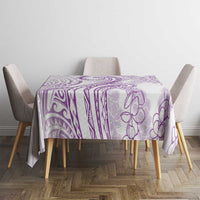Polynesia Plumeria Lei Tablecloth White Violet Curves Motif