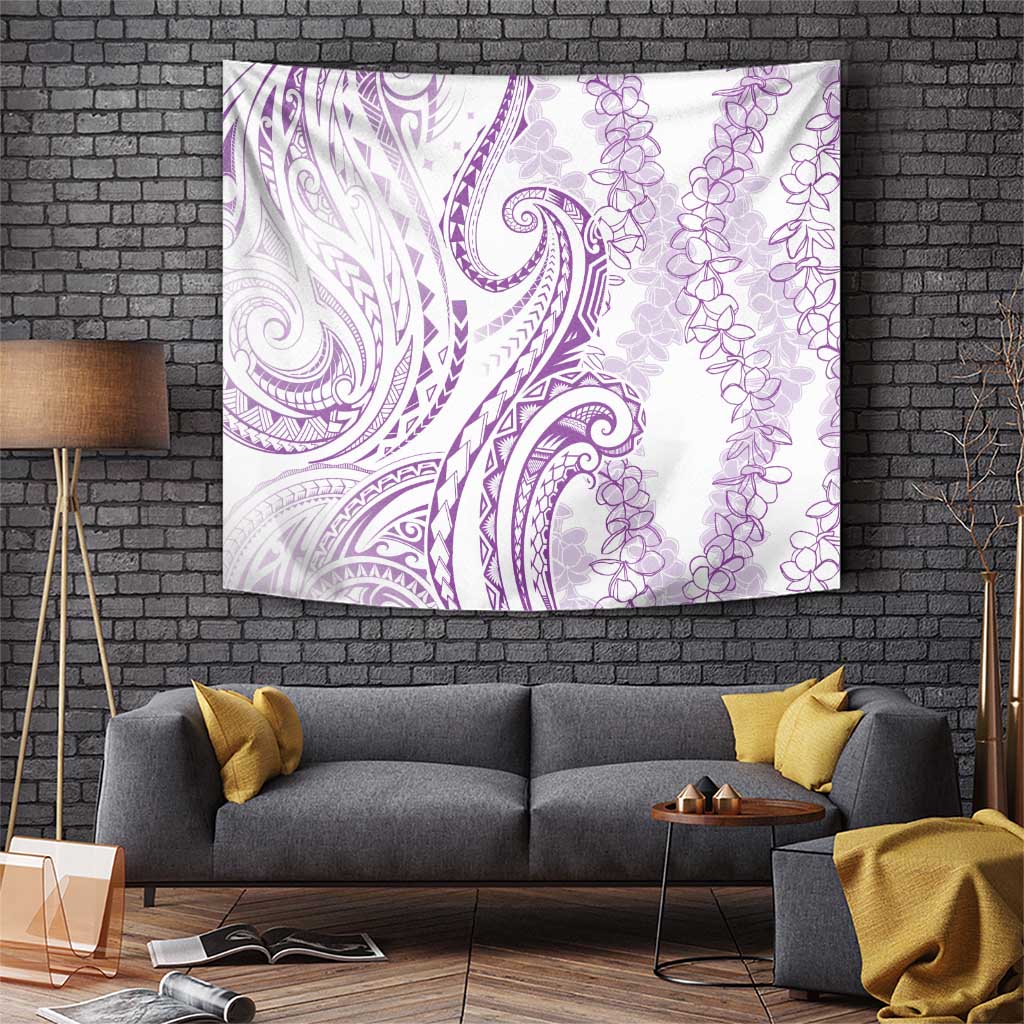 Polynesia Plumeria Lei Tapestry White Violet Curves Motif LT7 Violet - Polynesian Pride