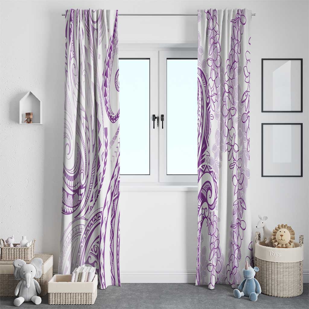 Polynesia Plumeria Lei Window Curtain White Violet Curves Motif