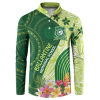 Fiji Ballantine Memorial High School Personalised Button Sweatshirt Masi Tapa Mix Plumeria