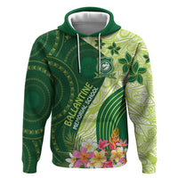 Fiji Ballantine Memorial High School Personalised Hoodie Masi Tapa Mix Plumeria LT7 Pullover Hoodie Green - Polynesian Pride