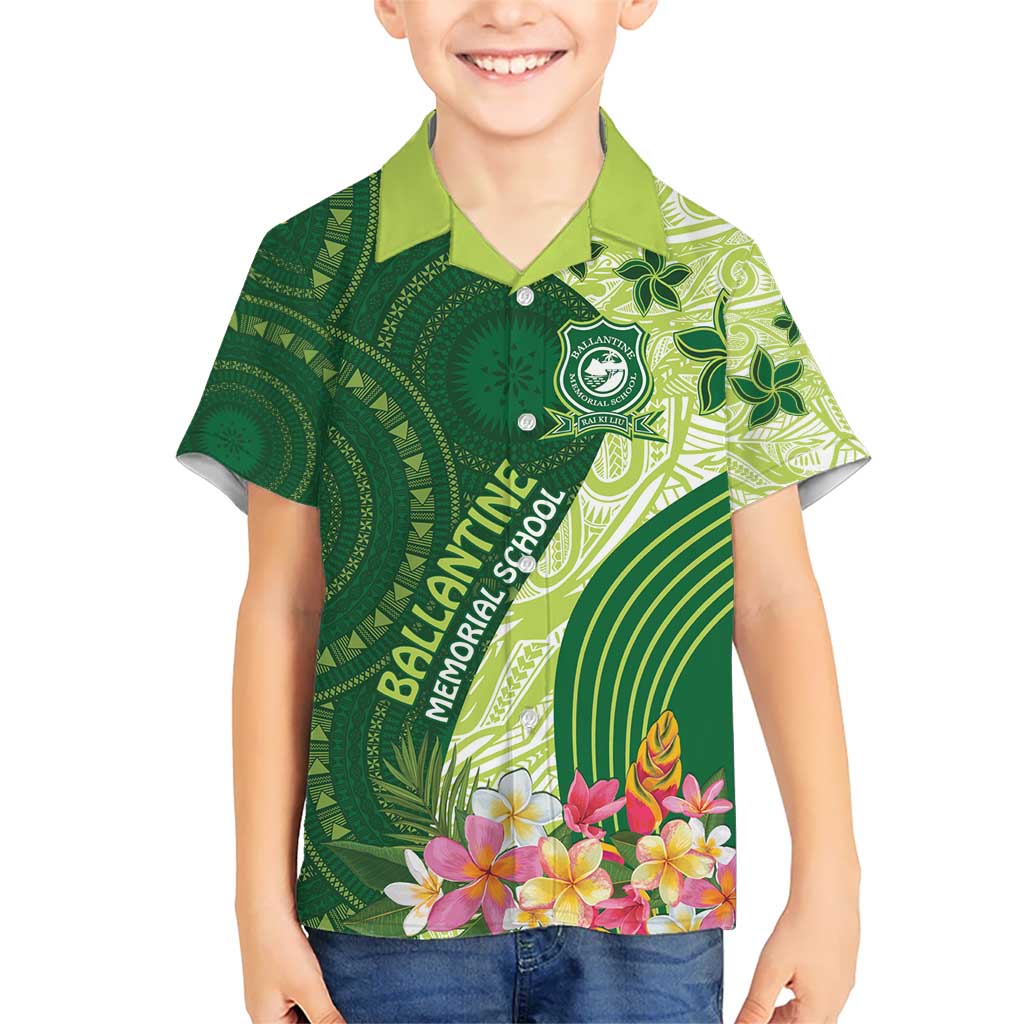 Fiji Ballantine Memorial High School Personalised Kid Hawaiian Shirt Masi Tapa Mix Plumeria
