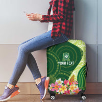 Fiji Ballantine Memorial High School Personalised Luggage Cover Masi Tapa Mix Plumeria