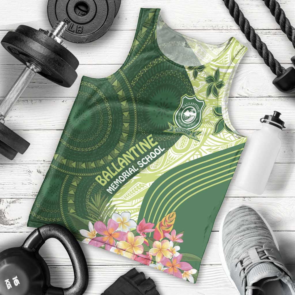 Fiji Ballantine Memorial High School Personalised Men Tank Top Masi Tapa Mix Plumeria