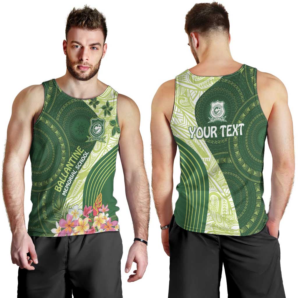 Fiji Ballantine Memorial High School Personalised Men Tank Top Masi Tapa Mix Plumeria