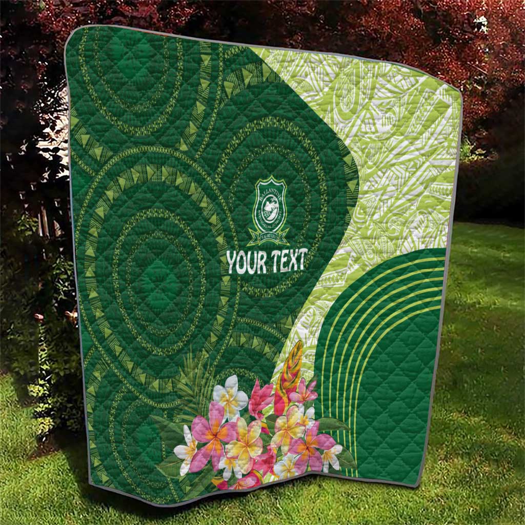 Fiji Ballantine Memorial High School Personalised Quilt Masi Tapa Mix Plumeria