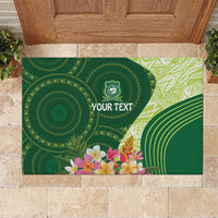 Fiji Ballantine Memorial High School Personalised Rubber Doormat Masi Tapa Mix Plumeria