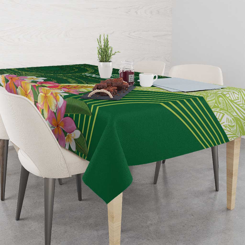 Fiji Ballantine Memorial High School Personalised Tablecloth Masi Tapa Mix Plumeria