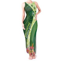 Fiji Ballantine Memorial High School Personalised Tank Maxi Dress Masi Tapa Mix Plumeria