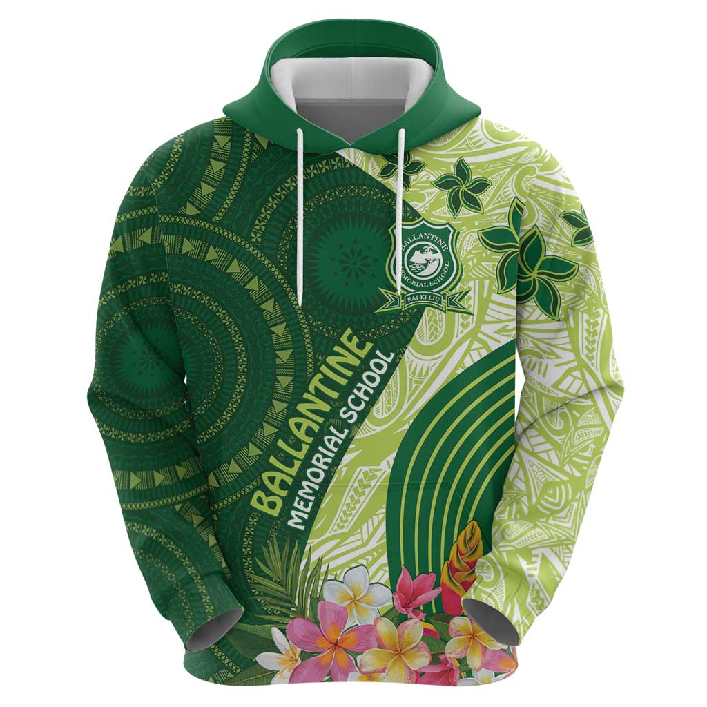 Fiji Ballantine Memorial High School Personalised Zip Hoodie Masi Tapa Mix Plumeria
