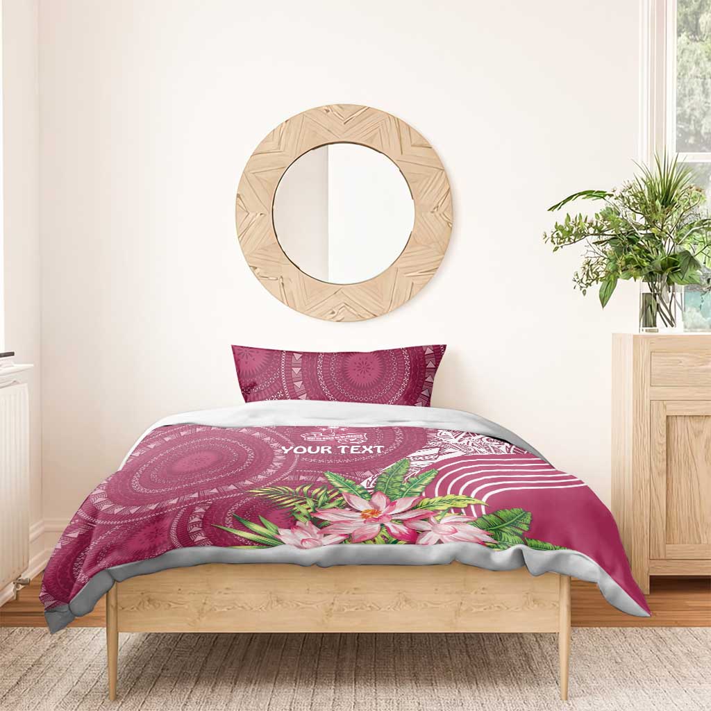 Fiji Adi Cakobau School Personalised Bedding Set Masi Tapa Mix Plumeria