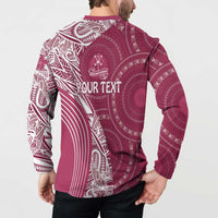 Fiji Adi Cakobau School Personalised Button Sweatshirt Masi Tapa Mix Plumeria