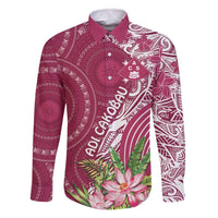 Fiji Adi Cakobau School Personalised Family Matching Off The Shoulder Long Sleeve Dress and Hawaiian Shirt Masi Tapa Mix Plumeria